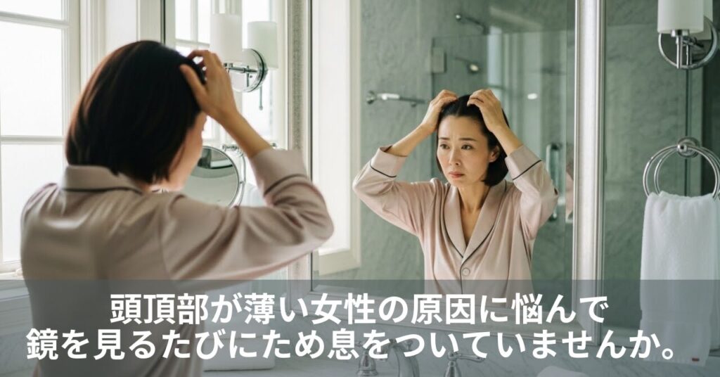 頭頂部が薄い女性の原因に悩んで、鏡を見るたびにため息をついていませんか。