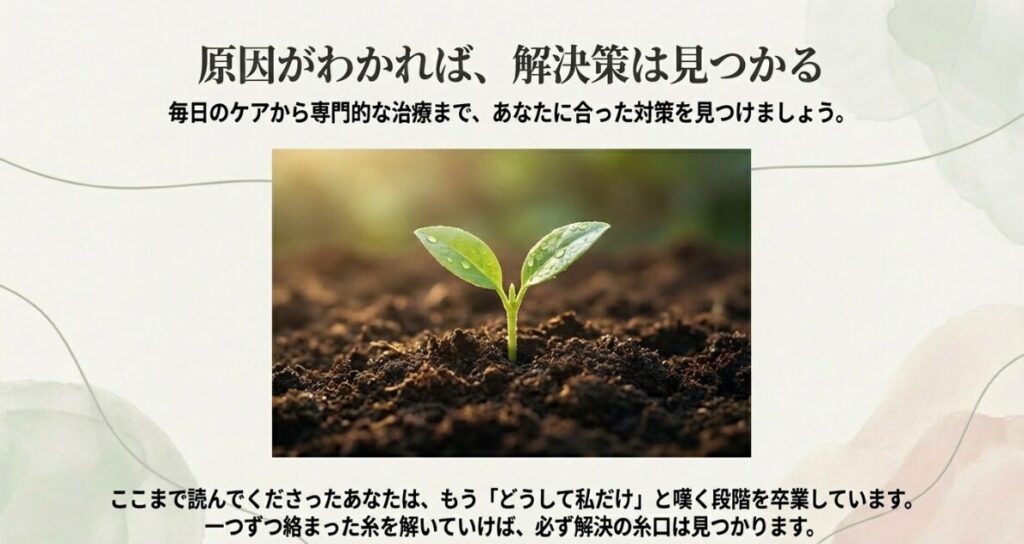 土から新しい芽が出ている写真。髪を育てるための健康な頭皮環境のイメージ。