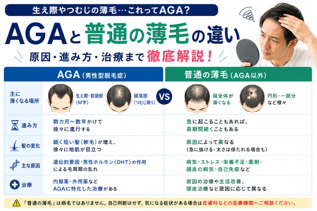 AGAと普通の薄毛の違いは？