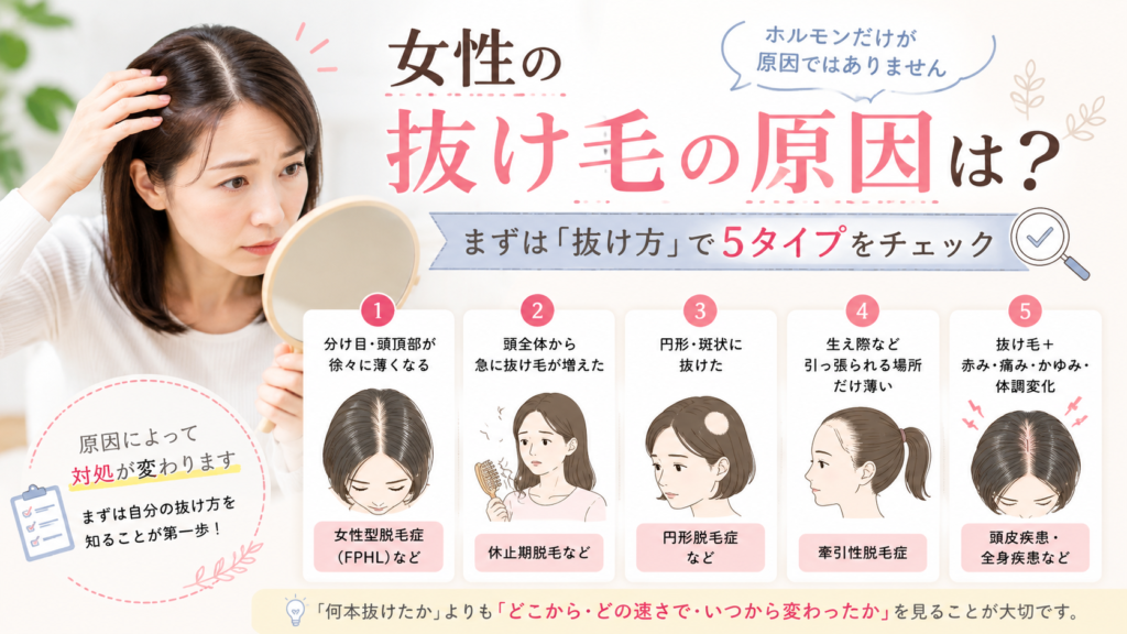 女性の抜け毛が増える原因は？