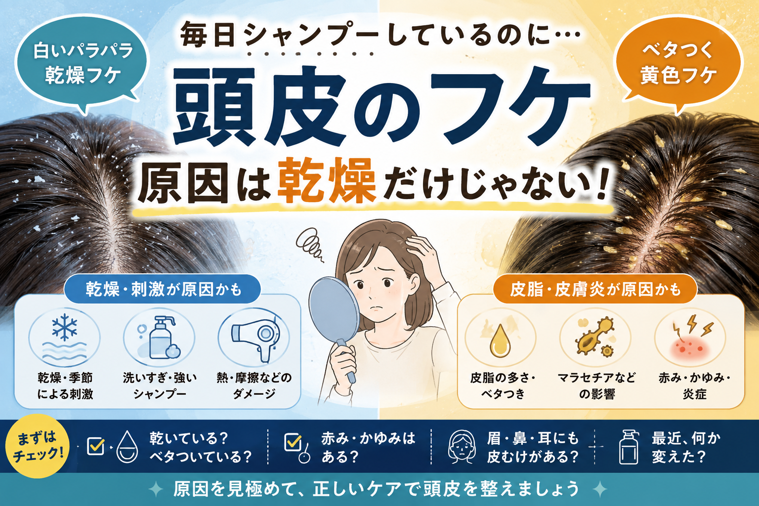 頭皮のフケの原因は？